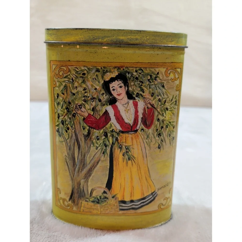 La Cure Gourmande French Olive Harvest Vintage Style‎ Oval Metal Tin Yellow